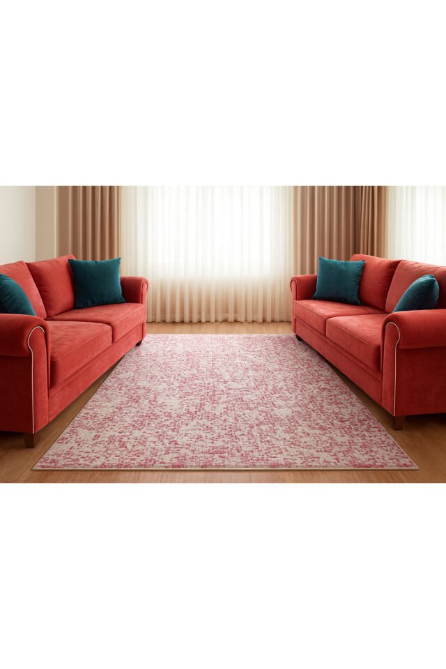 sera sık dokuma orta kalınlıkta akrilik halı Bordo Gül Kurusu - 160 X 230