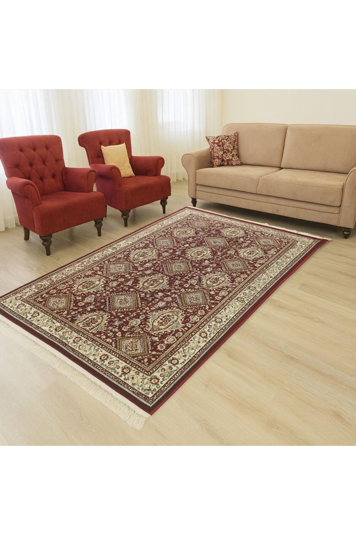 HANEDAN İPEK AKRİLİK PARILTILI HALI Kırmızı - 160 X 230