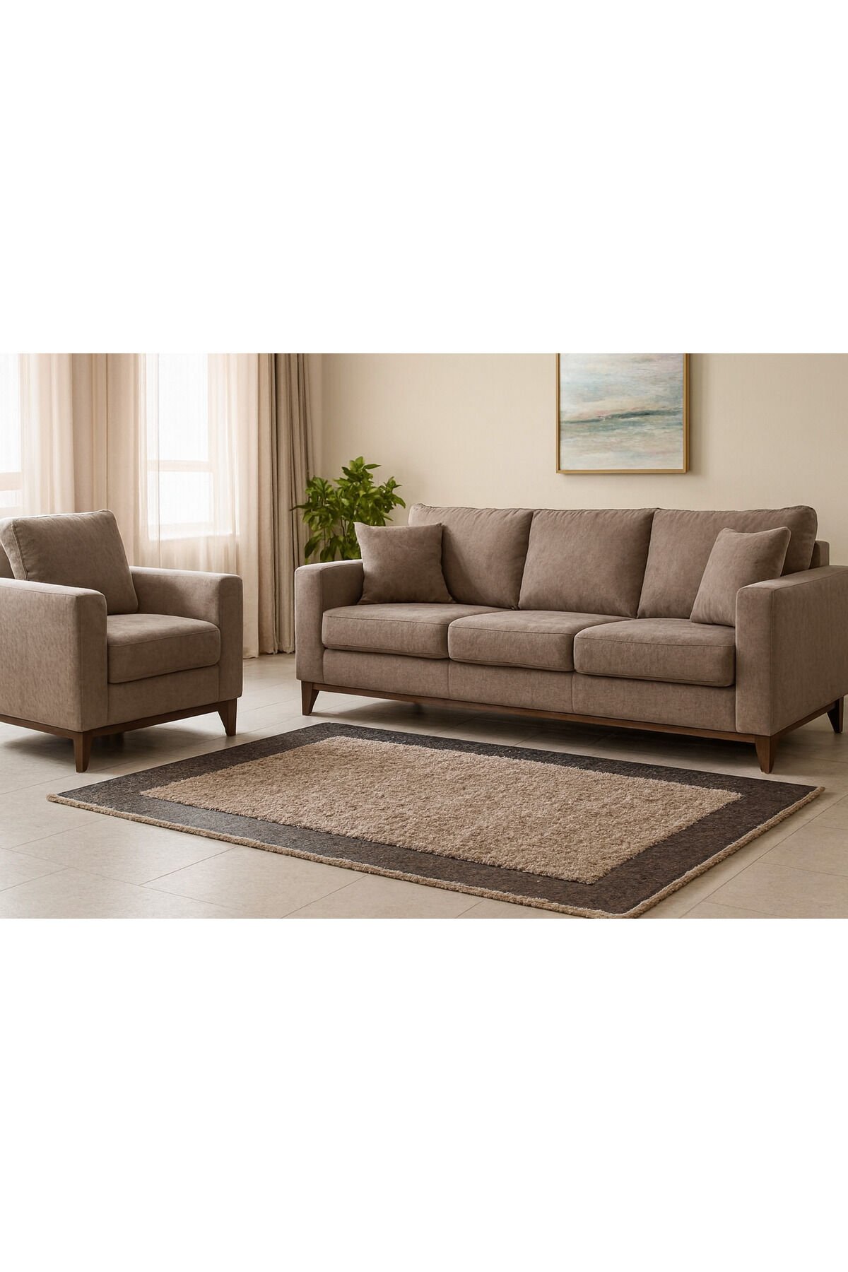 saray simli peluş tüylü toz tüy yapmayan yumuşacık peluş halı Kahverengi - 120 X 180