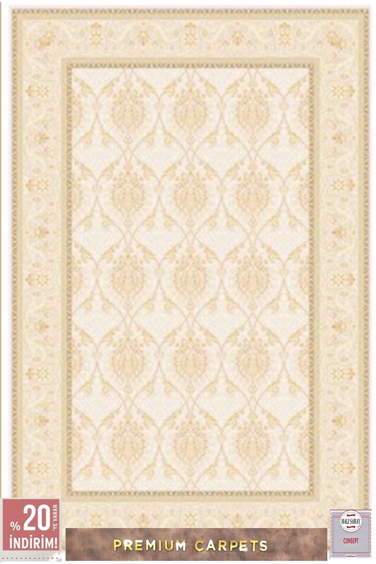 Carpets 120 Tarak Dokunmuş Ipek Halı Krem - 160 X 230