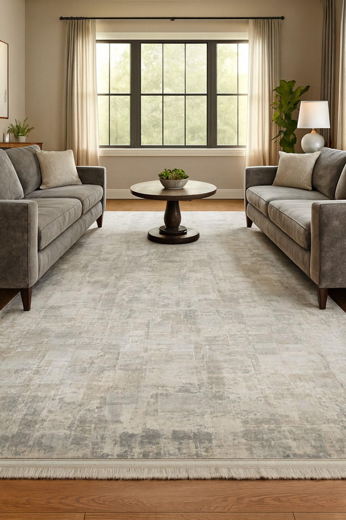 IRMAK SIK DOKUMA ORTA KALINLIKTA AKRİLİK MODERN SALON HALISI Gri - 160 X 230