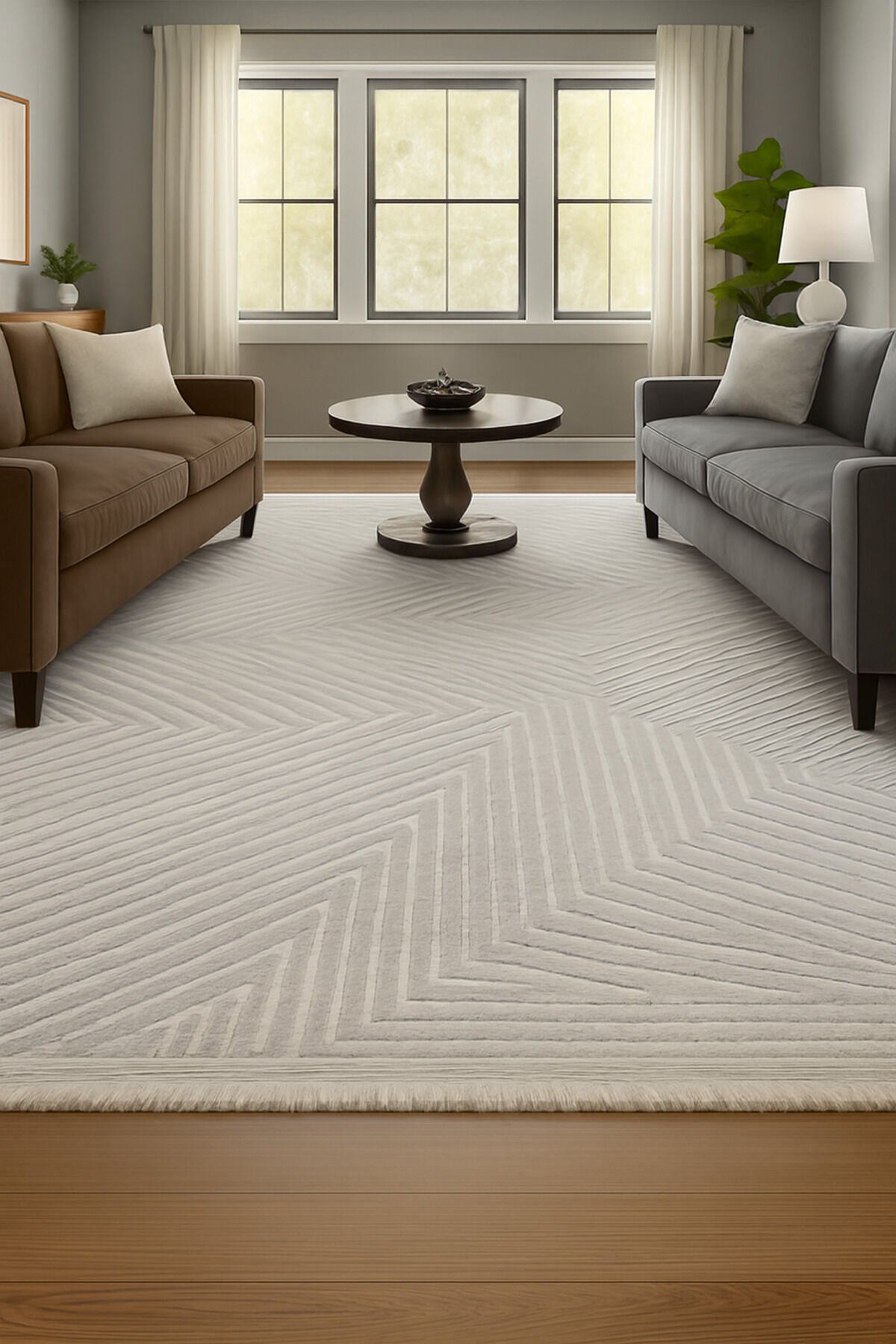 IRMAK SIK DOKUMA ORTA KALINLIKTA AKRİLİK MODERN SALON HALISI Gri - 160 X 230