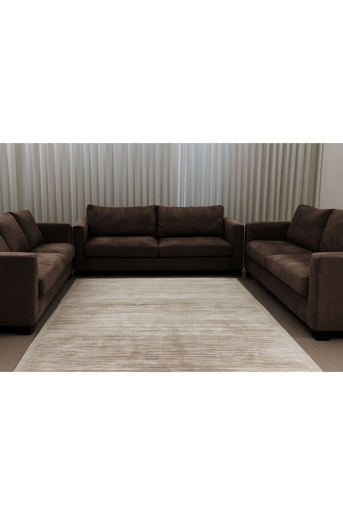 IRMAK SIK DOKUMA ORTA KALINLIKTA AKRİLİK MODERN SALON HALISI Kahverengi Ve Krem - 160 X 230
