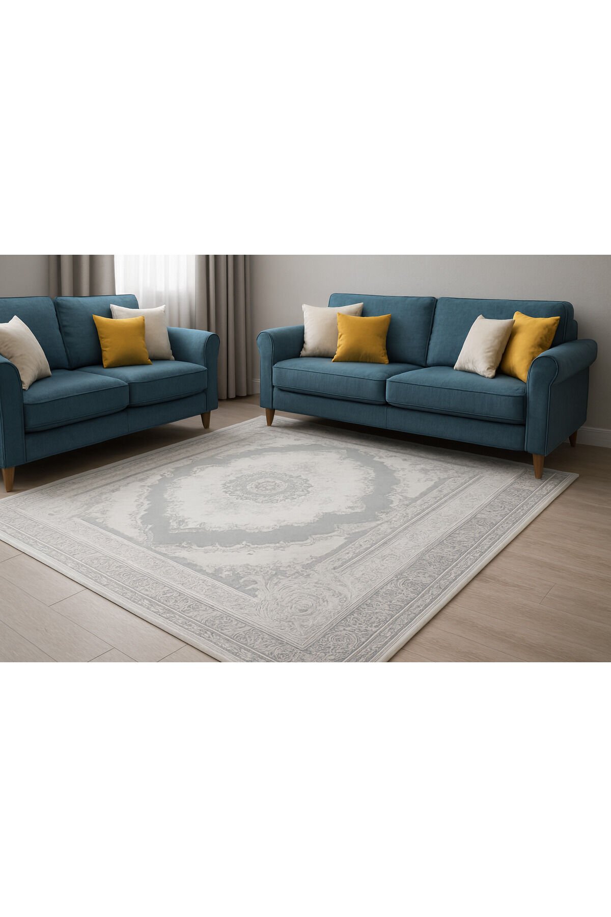 SÜPER SALON HALILARI ORTA KALINLIKTA  TOZ TÜY YOK TEMİZLİĞİ KOLAY AKRİLİK HALILAR Gri̇ - 200 X 290