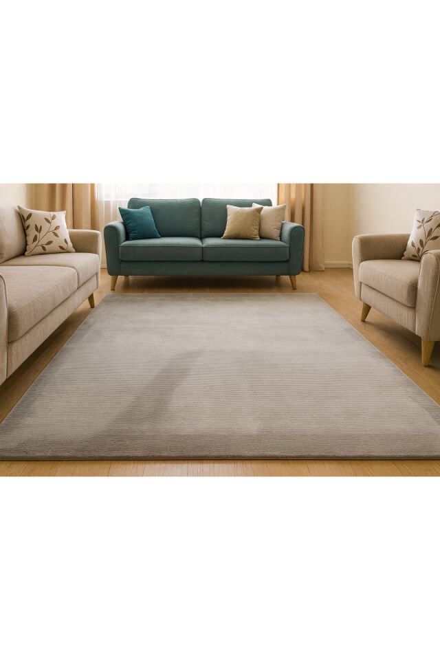 IRMAK SIK DOKUMA ORTA KALINLIKTA AKRİLİK MODERN SALON HALISI Gri Koyu Gri Antrasit - 160 X 230