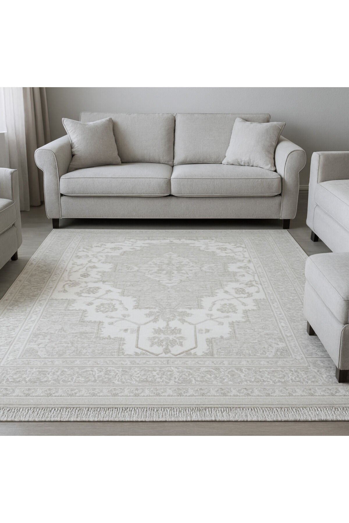 SÜPER SALON HALILARI ORTA KALINLIKTA  TOZ TÜY YOK TEMİZLİĞİ KOLAY AKRİLİK HALILAR Gri̇ - 200 X 290