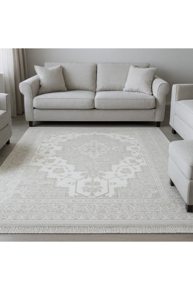 SÜPER SALON HALILARI ORTA KALINLIKTA  TOZ TÜY YOK TEMİZLİĞİ KOLAY AKRİLİK HALILAR Gri̇ - 200 X 290