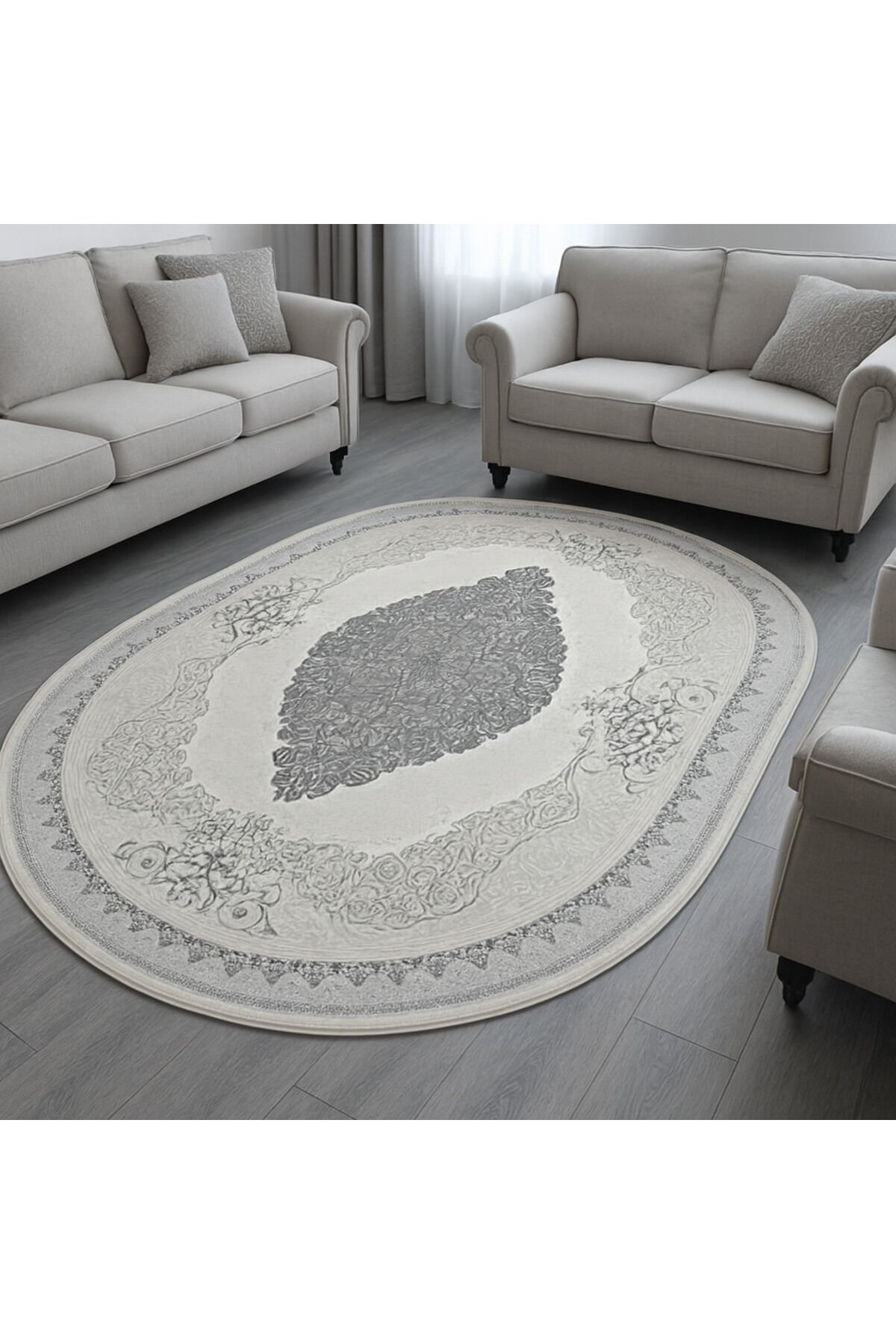SÜPER SALON HALILARI ORTA KALINLIKTA  TOZ TÜY YOK TEMİZLİĞİ KOLAY AKRİLİK HALILAR Gri̇ - 200 X 290