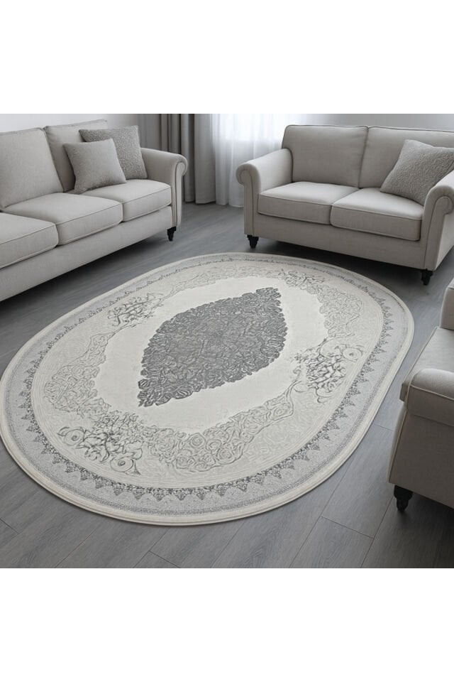 SÜPER SALON HALILARI ORTA KALINLIKTA  TOZ TÜY YOK TEMİZLİĞİ KOLAY AKRİLİK HALILAR Gri̇ - 200 X 290
