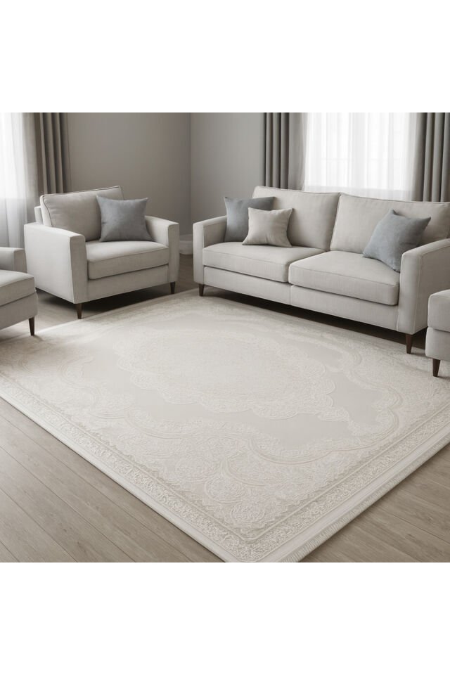 SÜPER SALON HALILARI ORTA KALINLIKTA  TOZ TÜY YOK TEMİZLİĞİ KOLAY AKRİLİK HALILAR Gri̇ - 200 X 290
