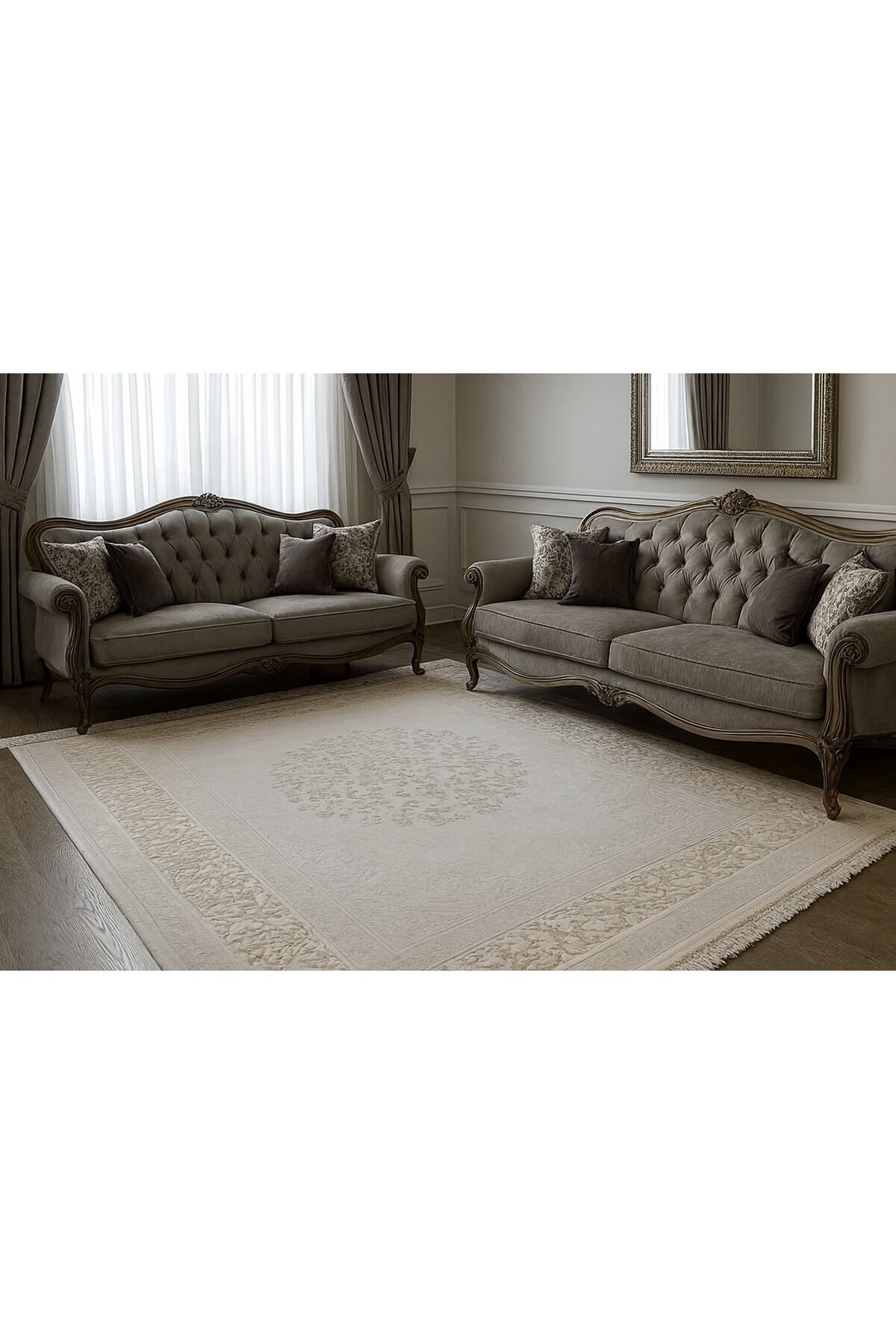 SÜPER SALON HALILARI ORTA KALINLIKTA  TOZ TÜY YOK TEMİZLİĞİ KOLAY AKRİLİK HALILAR Gri̇ - 200 X 290