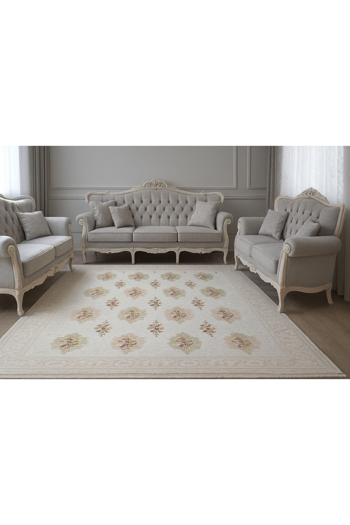 SÜPER SALON HALILARI ORTA KALINLIKTA  TOZ TÜY YOK TEMİZLİĞİ KOLAY AKRİLİK HALILAR Beyaz - 200 X 290