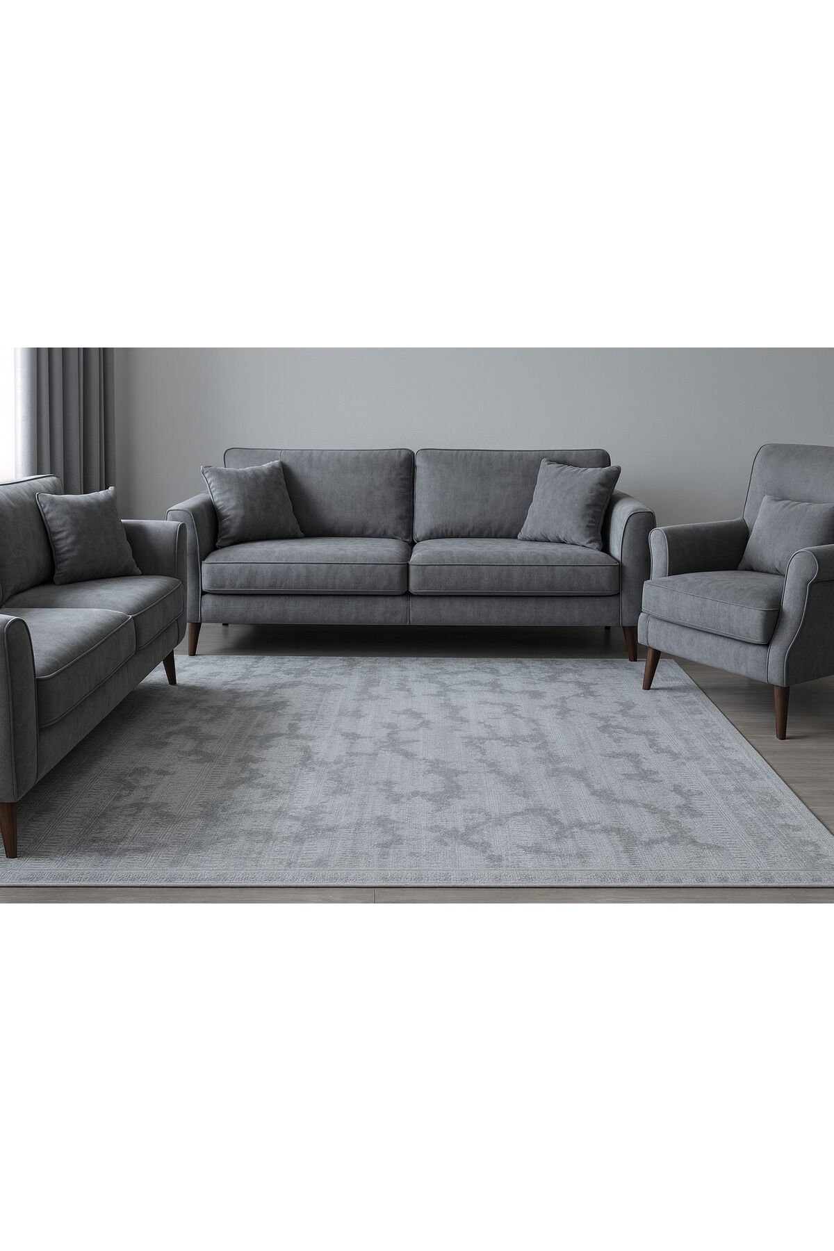 SÜPER SALON HALILARI ORTA KALINLIKTA  TOZ TÜY YOK TEMİZLİĞİ KOLAY AKRİLİK HALILAR Gri̇ - 200 X 290