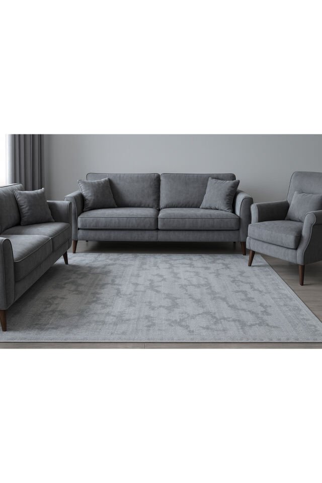 SÜPER SALON HALILARI ORTA KALINLIKTA  TOZ TÜY YOK TEMİZLİĞİ KOLAY AKRİLİK HALILAR Gri̇ - 200 X 290