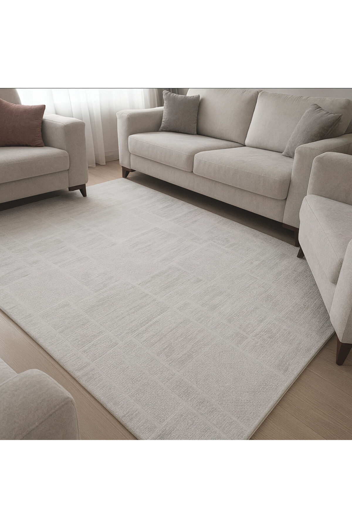 SÜPER SALON HALILARI ORTA KALINLIKTA  TOZ TÜY YOK TEMİZLİĞİ KOLAY AKRİLİK HALILAR Gri̇ - 200 X 290