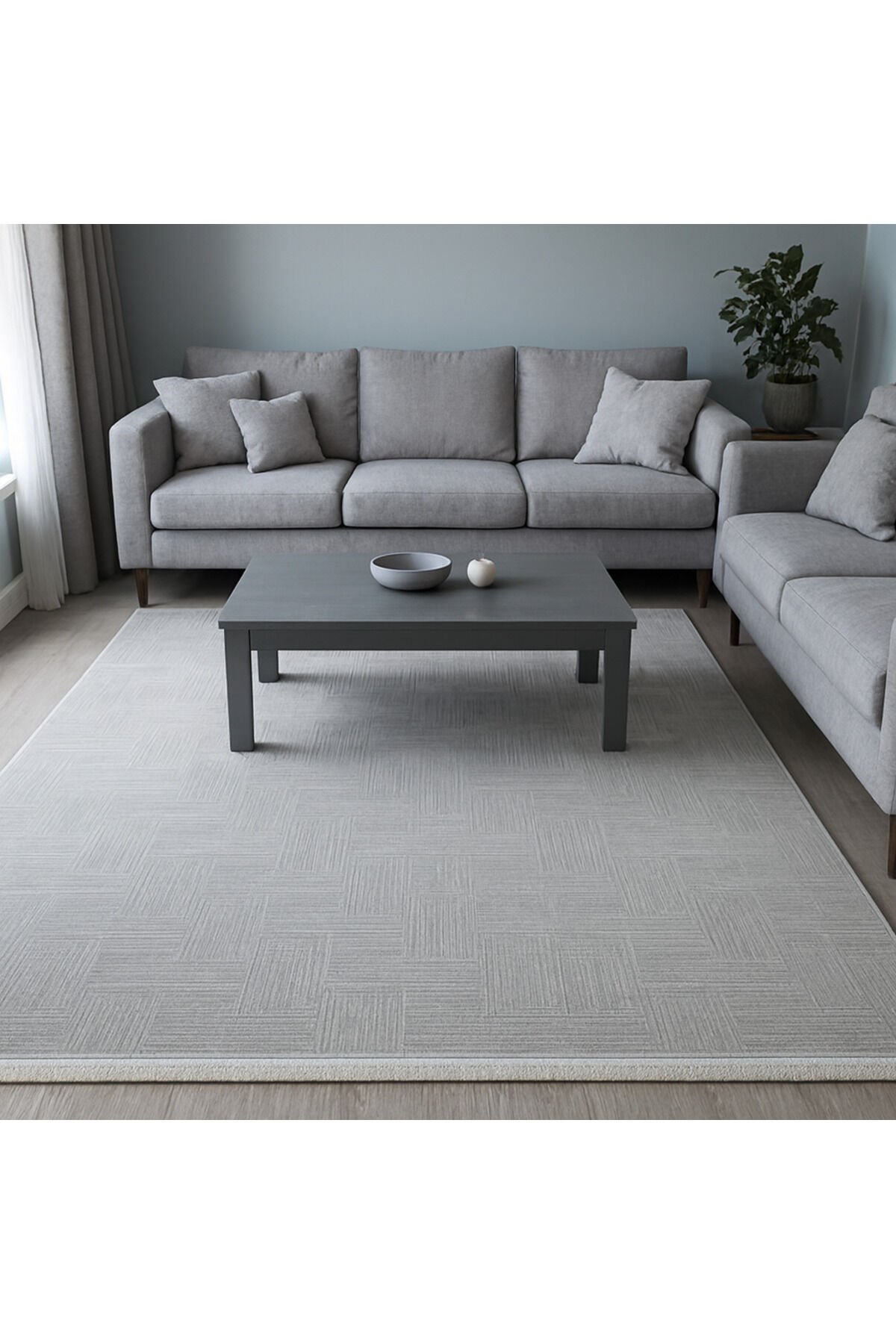 SÜPER SALON HALILARI ORTA KALINLIKTA  TOZ TÜY YOK TEMİZLİĞİ KOLAY AKRİLİK HALILAR Gri̇ - 200 X 290