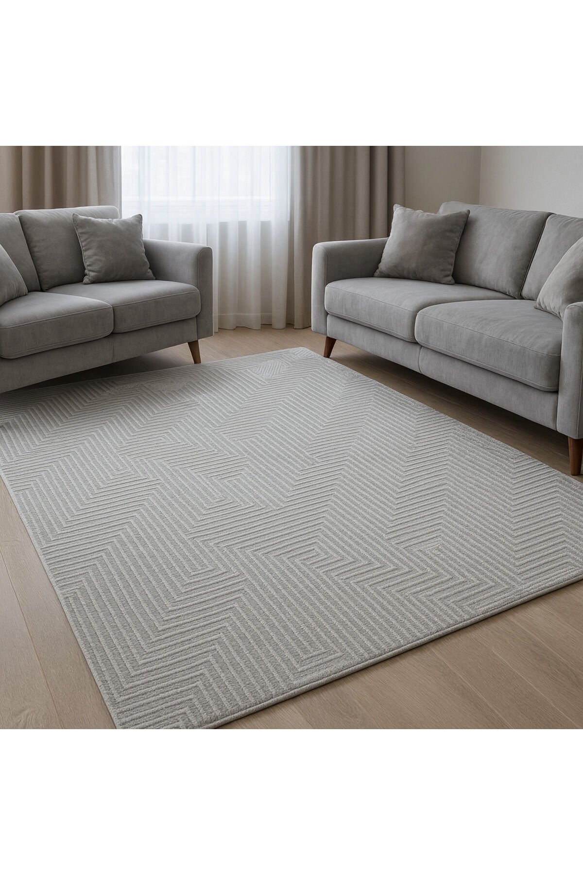 SÜPER SALON HALILARI ORTA KALINLIKTA  TOZ TÜY YOK TEMİZLİĞİ KOLAY AKRİLİK HALILAR Gri̇ - 200 X 290