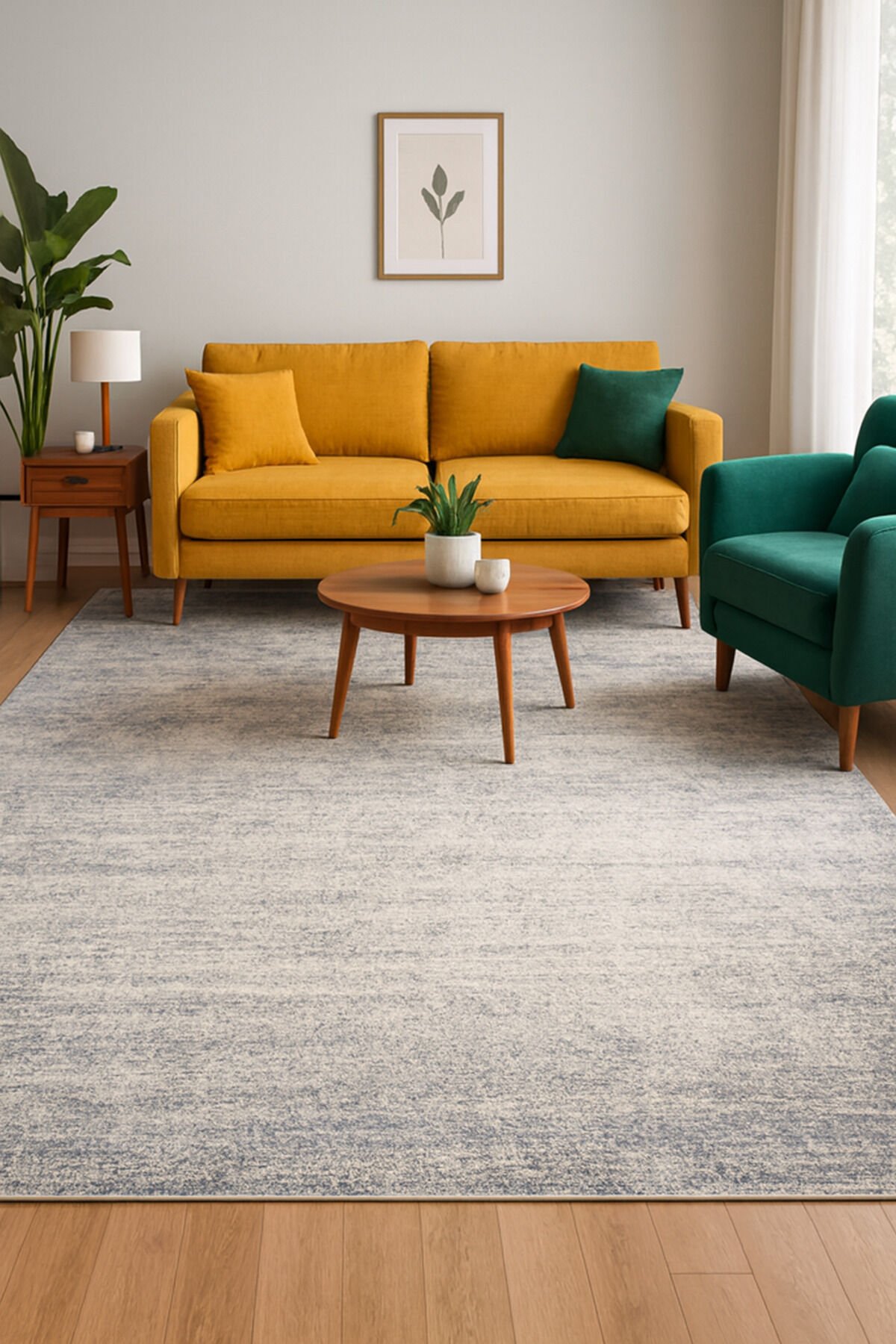 BAMBU PASTORAL KALIN GRİ MAVİ BAMBU SIK DOKUMA MUHTEŞEM HALI