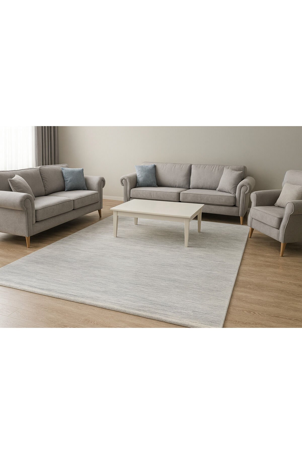 SÜPER SALON HALILARI ORTA KALINLIKTA  TOZ TÜY YOK TEMİZLİĞİ KOLAY AKRİLİK HALILAR Gri̇ - 200 X 290