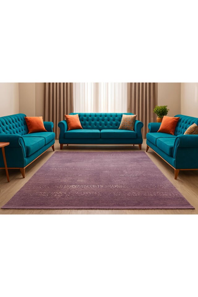 ALKIM SIK DOKUMA ORTA KALINLIKTA TEMİZLİĞİ KOLAY AKRİLİK HALI Mor - 200 X 300