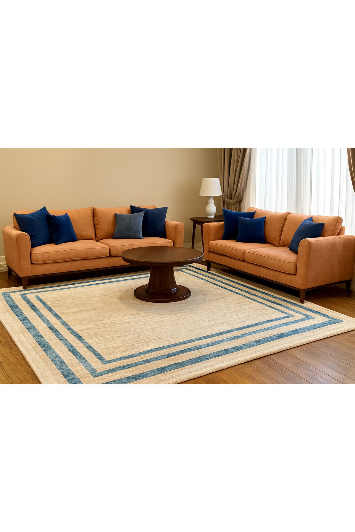 BİANCA SIK DOKUMA ORTA KALINLIKTA TEMİZLİĞİ KOLAY TOZ TÜY YAPMAYAN HALI Gri Mavi̇ - 200 X 300