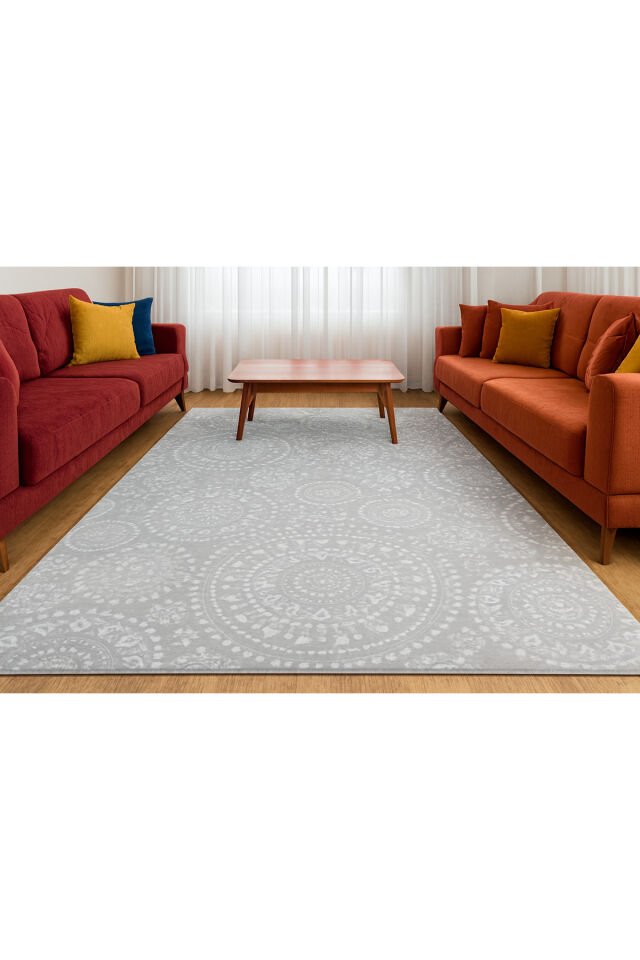 ŞİRAZ SIK DOKUMA ORTA KALINLIKTA TEMİZLİĞİ KOLAY AKRİLİK SALON HALISI Gri - 200 X 300