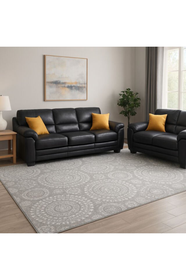 ŞİRAZ SIK DOKUMA ORTA KALINLIKTA TEMİZLİĞİ KOLAY AKRİLİK SALON HALISI Gri - 200 X 300