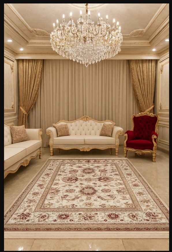 HANEDAN SIK DOKUMA İPEK AKRİLİK PARILTILI TÜY VERMEYEN YÜKSEK KALİTE SALON HALISI ORTA KALINLIKTA