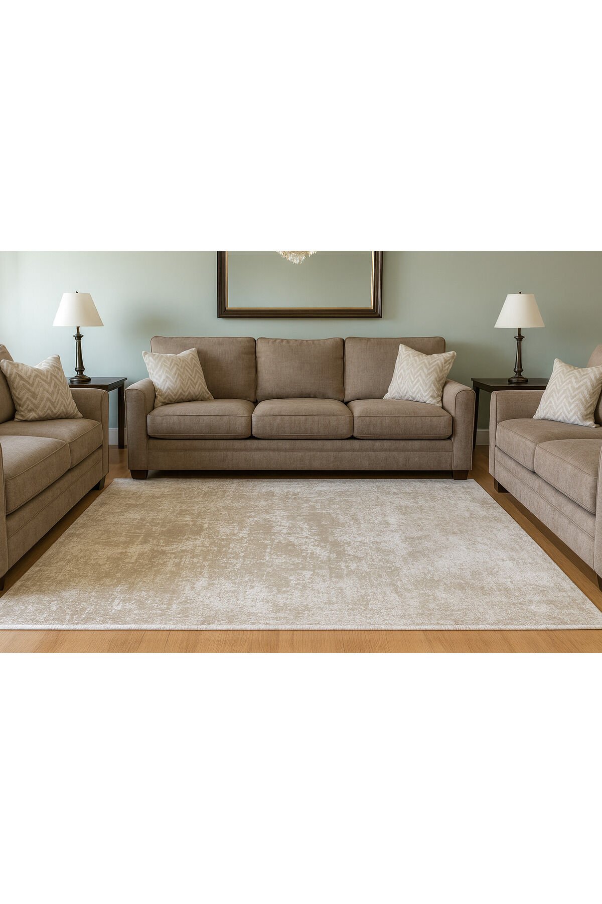 IRMAK SIK DOKUMA ORTA KALINLIKTA AKRİLİK MODERN SALON HALISI Kahverengi Krem - 160 X 230
