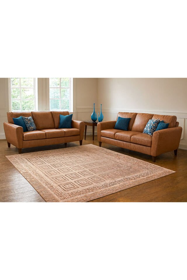 Yün Halı Uşak Saf Yün Mirage Parıltılı Floşlu Muhteşem Yün Halı Geleneksel Doku, Yün Halı Bej - 160 X 230
