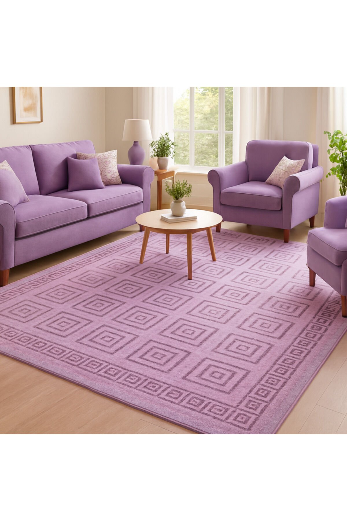 Yün Halı Uşak Saf Yün Mirage Parıltılı Muhteşem Yün Halı Mor 011geleneksel Doku, Yün Halı. Mor - 100 X 200