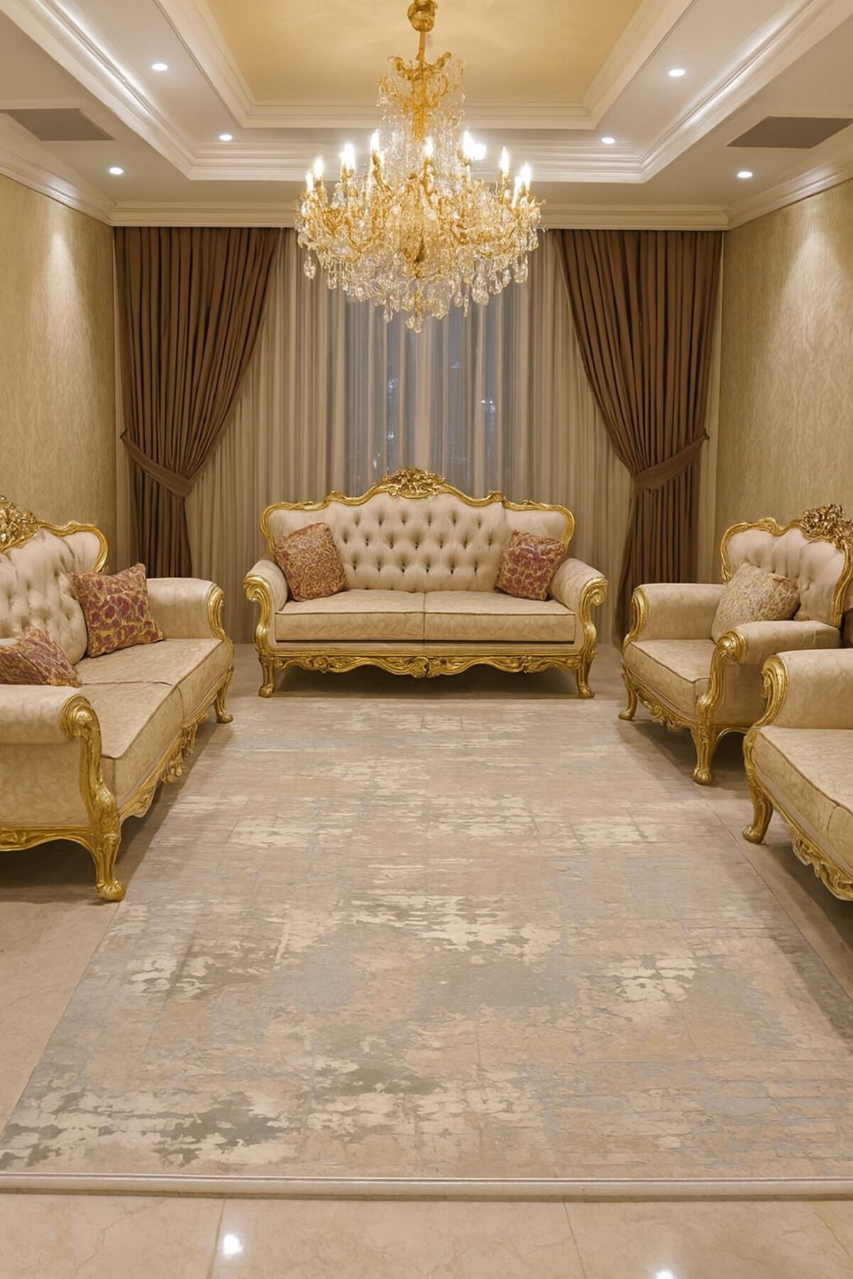 AHENK SIK DOKUMA KALIN YÜKSEK KALİTE DOKUNMUŞ AKRİLİK HALI Bej - 160 X 230