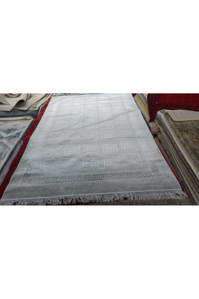Yün Halı Uşak Saf Yün Mirage Parıltılı Muhteşem Yün Halı Gri 002 Geleneksel Doku, Yün Halı Gri̇ - 100 X 300