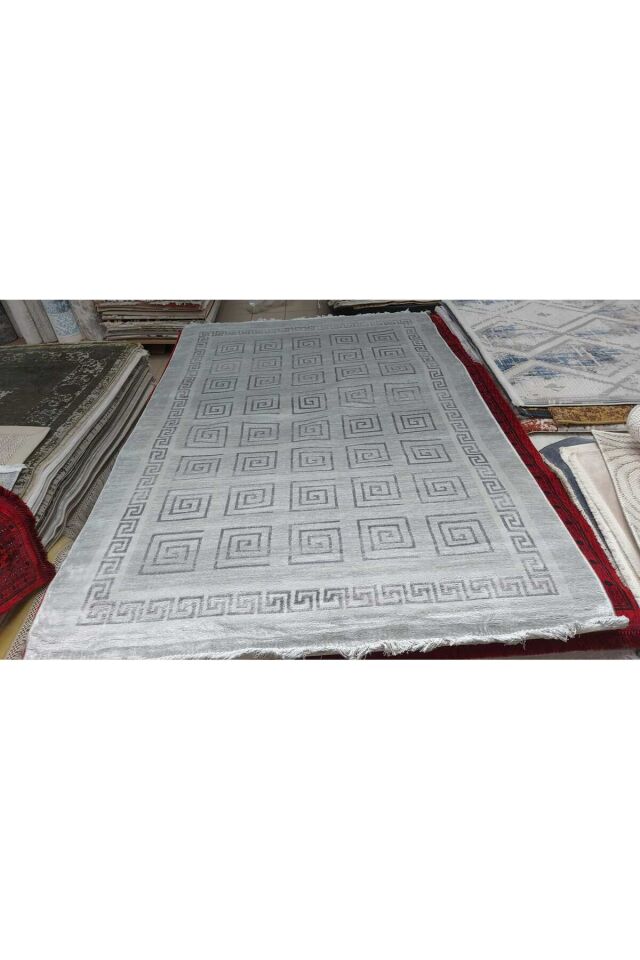 Yün Halı Uşak Saf Yün Mirage Parıltılı Muhteşem Yün Halı Gri 002 Geleneksel Doku, Yün Halı Gri̇ - 100 X 300