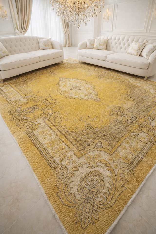 UŞAK SAF YÜN EL EMEĞİDE OLAN PATCHWORK HALI