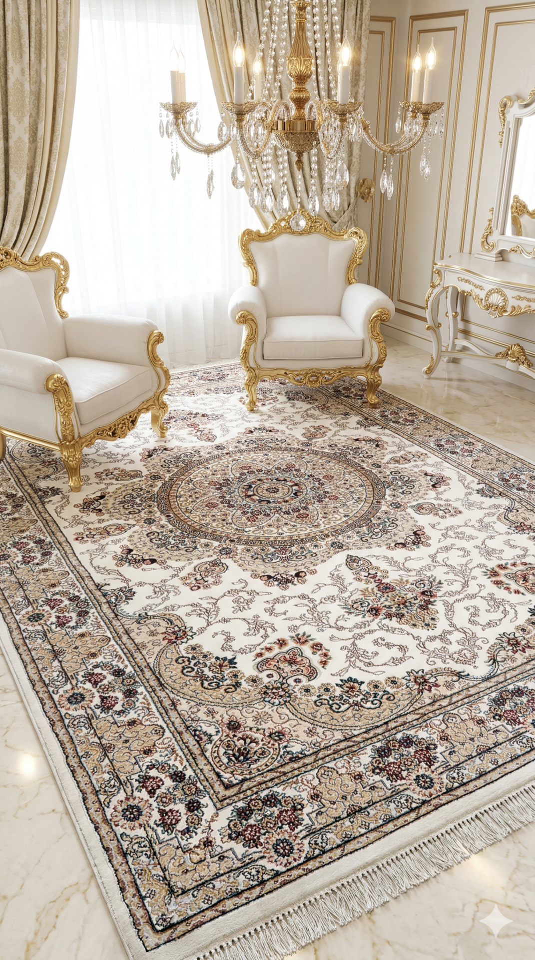 HANEDAN SIK DOKUMA İPEK AKRİLİK PARILTILI TÜY VERMEYEN YÜKSEK KALİTE SALON HALISI ORTA KALINLIKTADIR