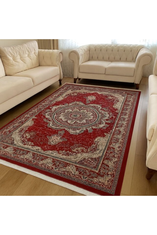 HANEDAN SIK DOKUMA İPEK AKRİLİK PARILTILI TÜY VERMEYEN YÜKSEK KALİTE SALON HALISI ORTA KALINLIKTADIR