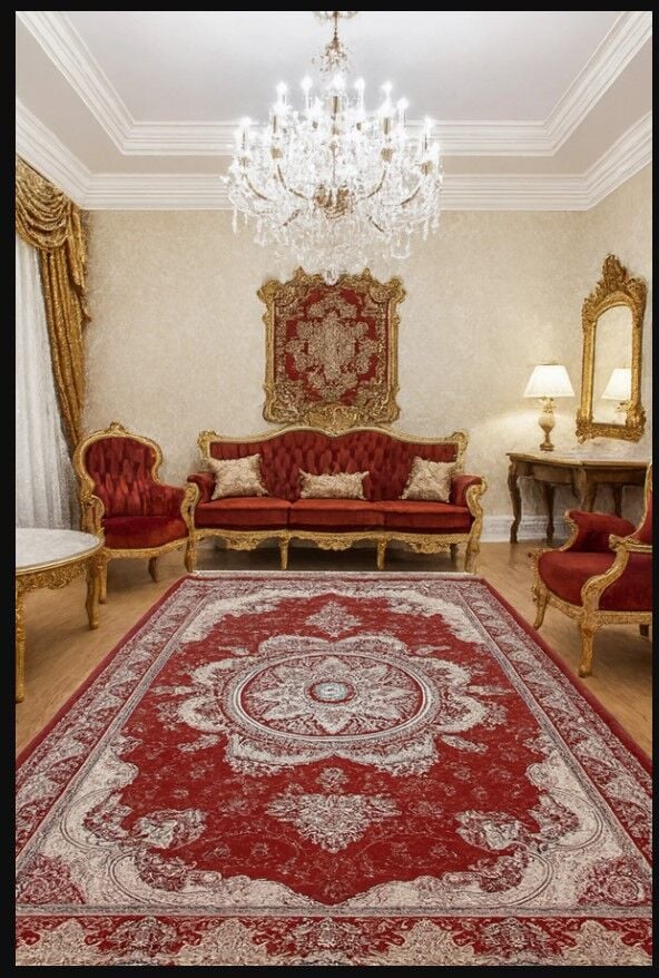 HANEDAN SIK DOKUMA İPEK AKRİLİK PARILTILI TÜY VERMEYEN YÜKSEK KALİTE SALON HALISI ORTA KALINLIKTADIR