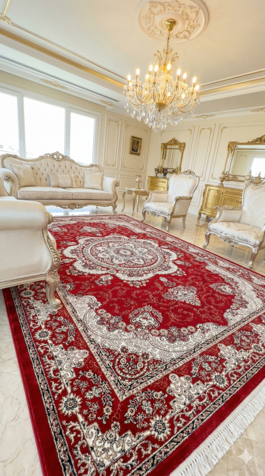 HANEDAN SIK DOKUMA İPEK AKRİLİK PARILTILI TÜY VERMEYEN YÜKSEK KALİTE SALON HALISI ORTA KALINLIKTADIR