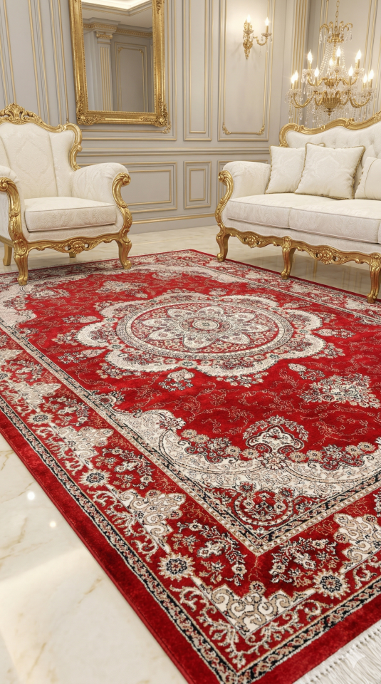 HANEDAN SIK DOKUMA İPEK AKRİLİK PARILTILI TÜY VERMEYEN YÜKSEK KALİTE SALON HALISI ORTA KALINLIKTADIR