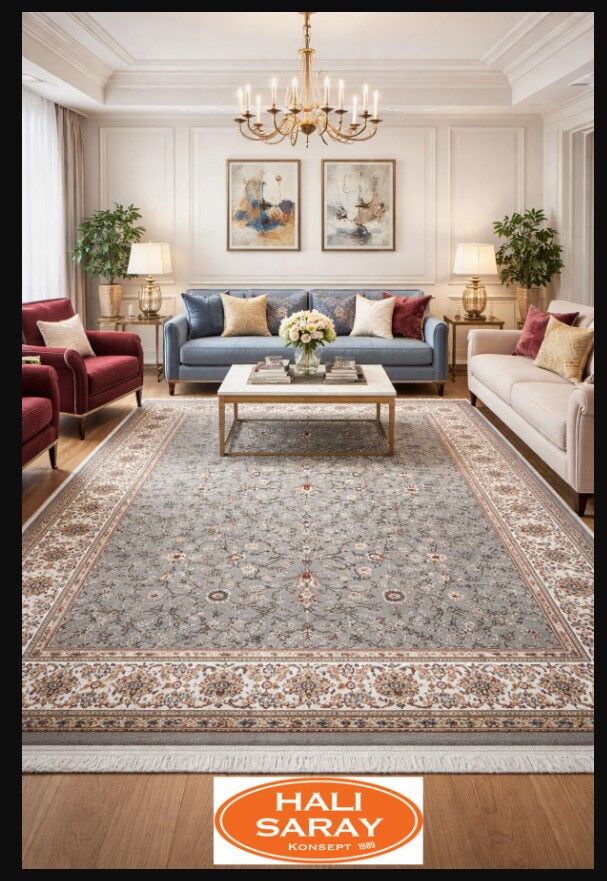 HANEDAN SIK DOKUMA  İPEK AKRİLİK PARILTILI TÜY VERMEYEN YÜKSEK KALİTE SALON HALISI ORTA KALINLIK