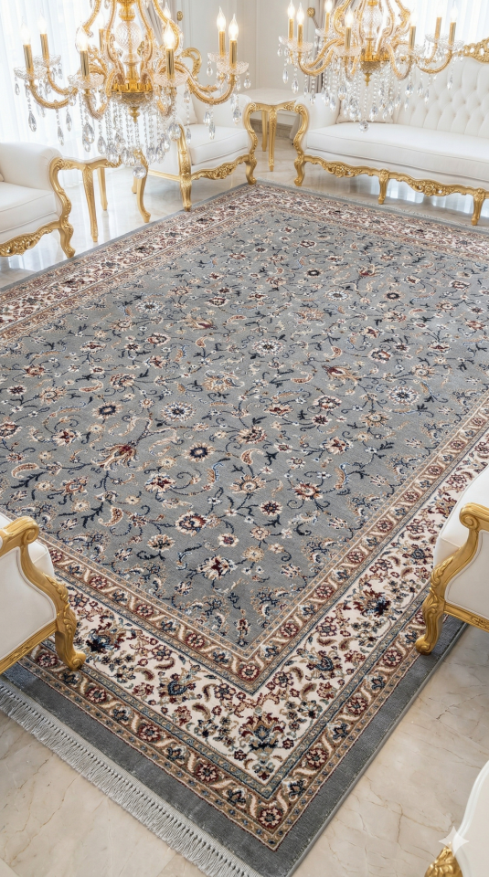 HANEDAN SIK DOKUMA  İPEK AKRİLİK PARILTILI TÜY VERMEYEN YÜKSEK KALİTE SALON HALISI ORTA KALINLIK