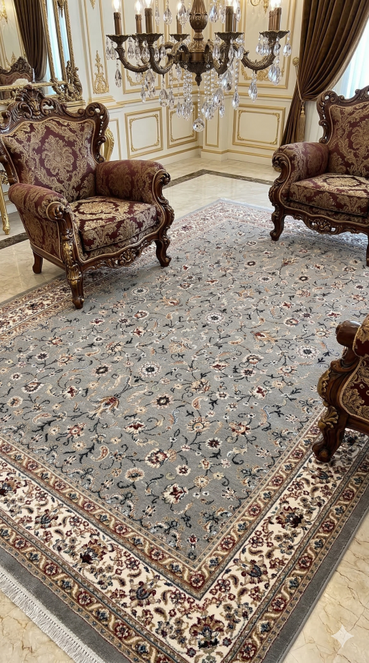 HANEDAN SIK DOKUMA  İPEK AKRİLİK PARILTILI TÜY VERMEYEN YÜKSEK KALİTE SALON HALISI ORTA KALINLIK