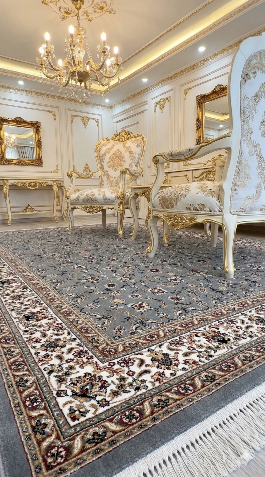 HANEDAN SIK DOKUMA  İPEK AKRİLİK PARILTILI TÜY VERMEYEN YÜKSEK KALİTE SALON HALISI ORTA KALINLIK