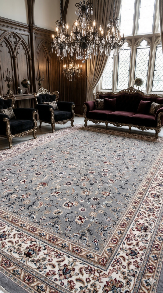 HANEDAN SIK DOKUMA  İPEK AKRİLİK PARILTILI TÜY VERMEYEN YÜKSEK KALİTE SALON HALISI ORTA KALINLIK