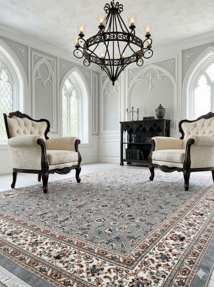 HANEDAN SIK DOKUMA  İPEK AKRİLİK PARILTILI TÜY VERMEYEN YÜKSEK KALİTE SALON HALISI ORTA KALINLIK