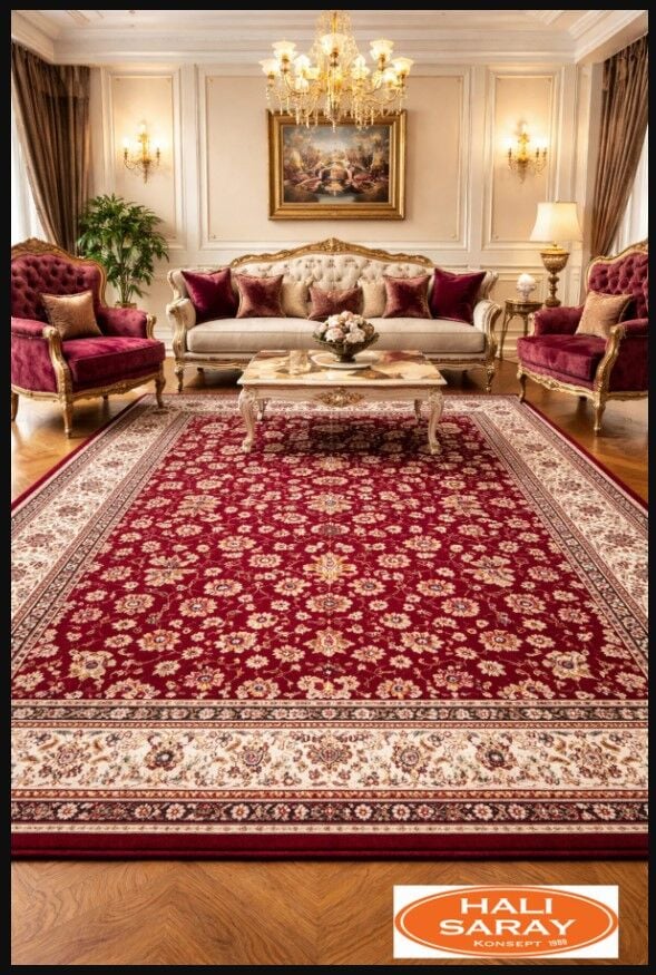 HANEDAN SIK DOKUMA İPEK AKRİLİK PARILTILI TÜY VERMEYEN YÜKSEK KALİTE SALON HALISI ORTA KALINLIKTADIR