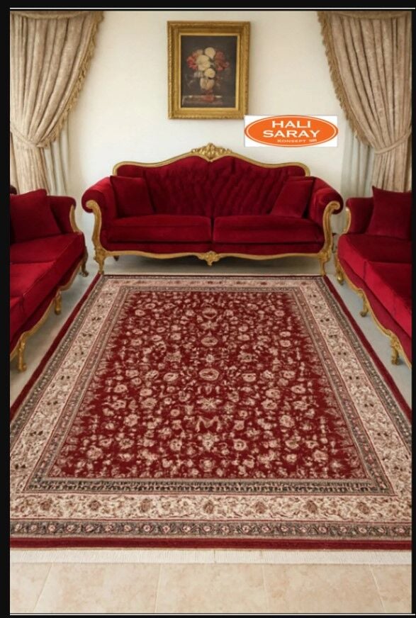 HANEDAN SIK DOKUMA İPEK AKRİLİK PARILTILI TÜY VERMEYEN YÜKSEK KALİTE SALON HALISI ORTA KALINLIKTADIR