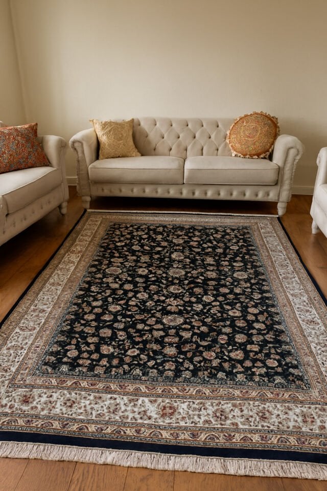 HANEDAN SIK DOKUMA İPEK AKRİLİK PARILTILI TÜY VERMEYEN YÜKSEK KALİTE SALON HALISI ORTA KALINLIKTADIR