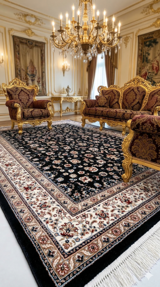 HANEDAN SIK DOKUMA İPEK AKRİLİK PARILTILI TÜY VERMEYEN YÜKSEK KALİTE SALON HALISI ORTA KALINLIKTADIR